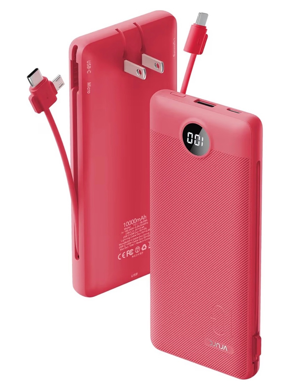 Five-in-One Portable Charger Power Bank - Pink